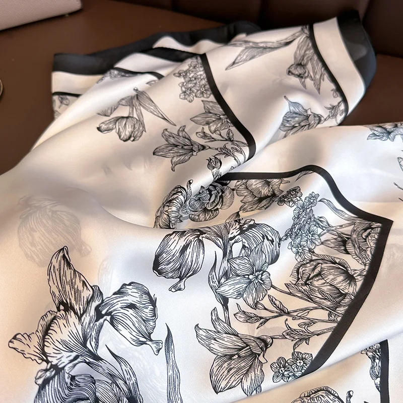 70*70cm Luxury Floral Print Si - огляд і ціна Scarf Silk Square
