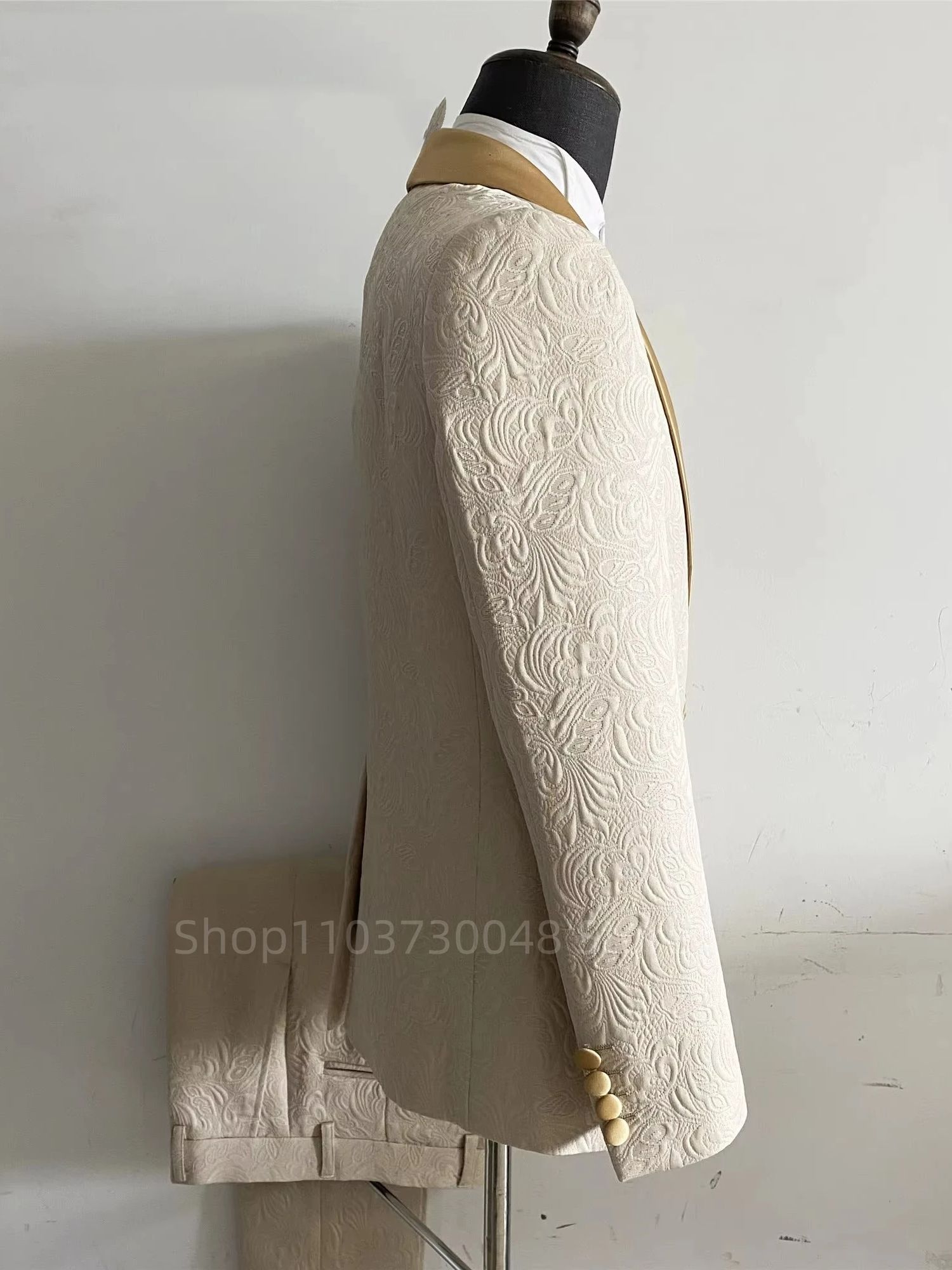 2 Piece Champagne Jacquard Men - огляд і ціна Muffler Men Wool